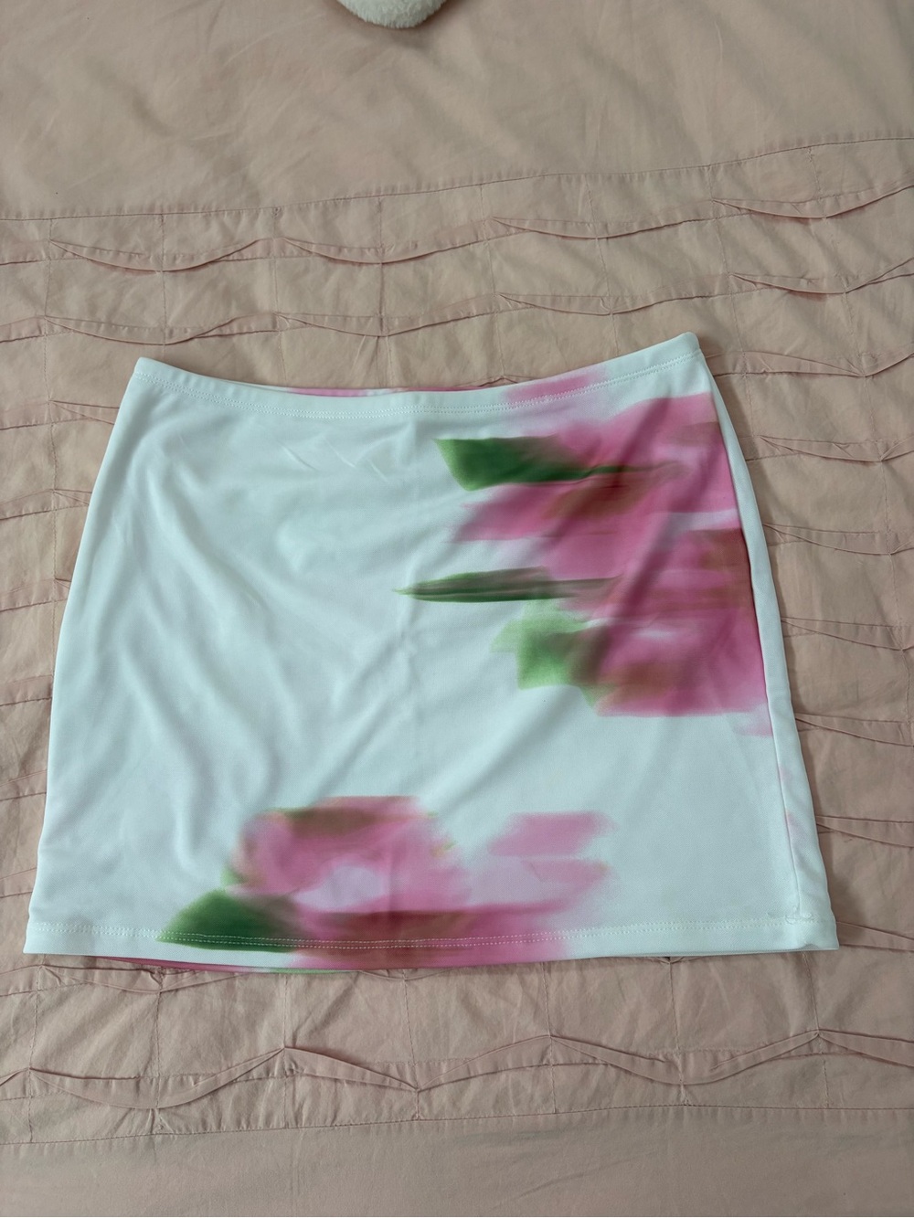 Ardene White Mini Skirt with Pink Floral Print